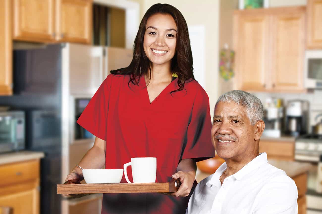 home care with caregiver serving african american client