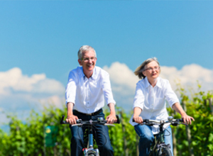 seniors on bike outside