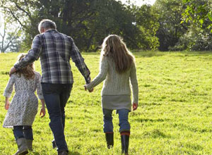 walking in field