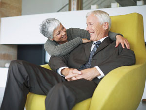 eldery couple sitting