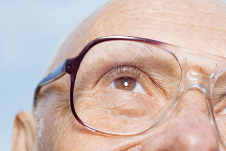 elderly with glasses on