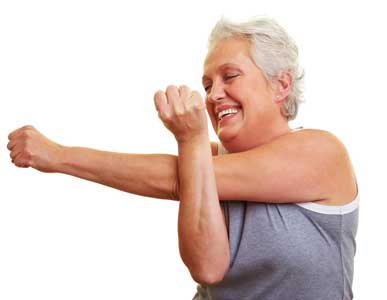 seniors doing arm stretches