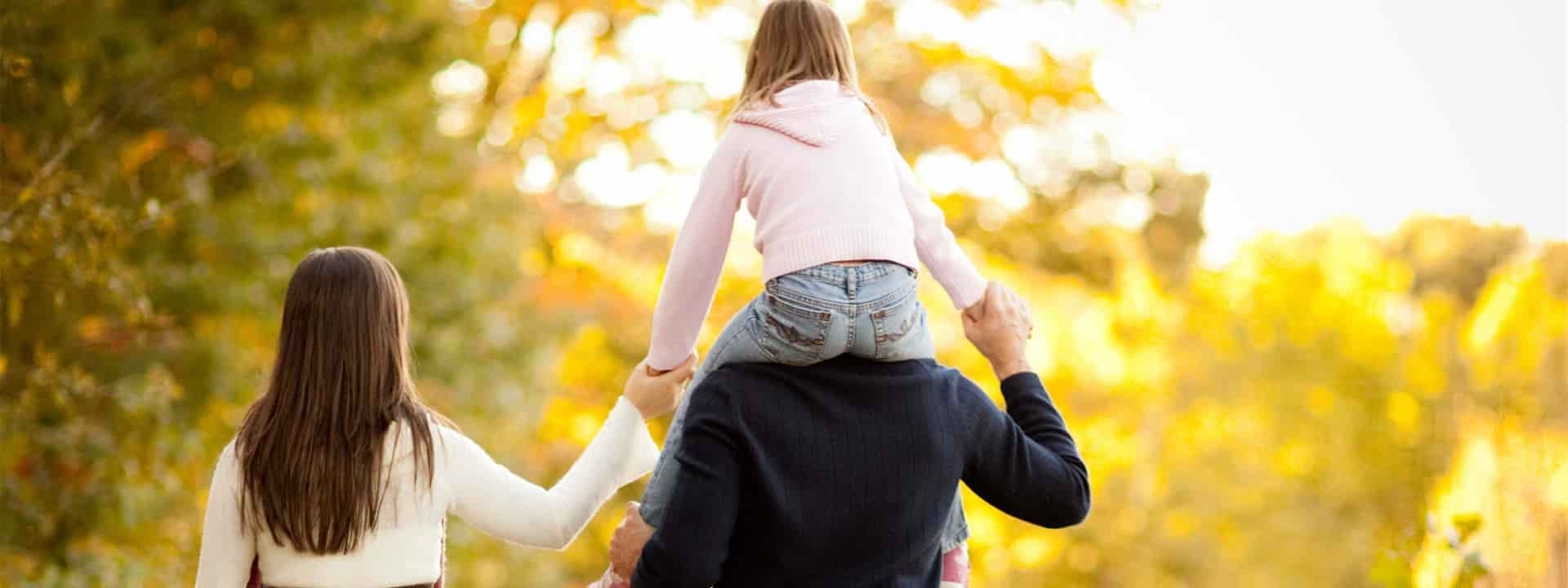 family walking outside